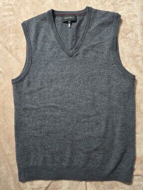 Quincy Wool Grey Sweater Vest Size Small